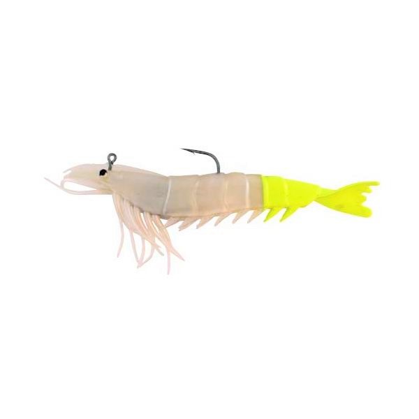 Artificial Shrimp Rigged 6" Pearl/Chartreuse 2 Pack - Almost Ali
